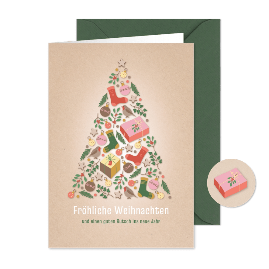 Weihnachtskarte fröhliche Weihnachtsbaum-Collage - Karteneindruck