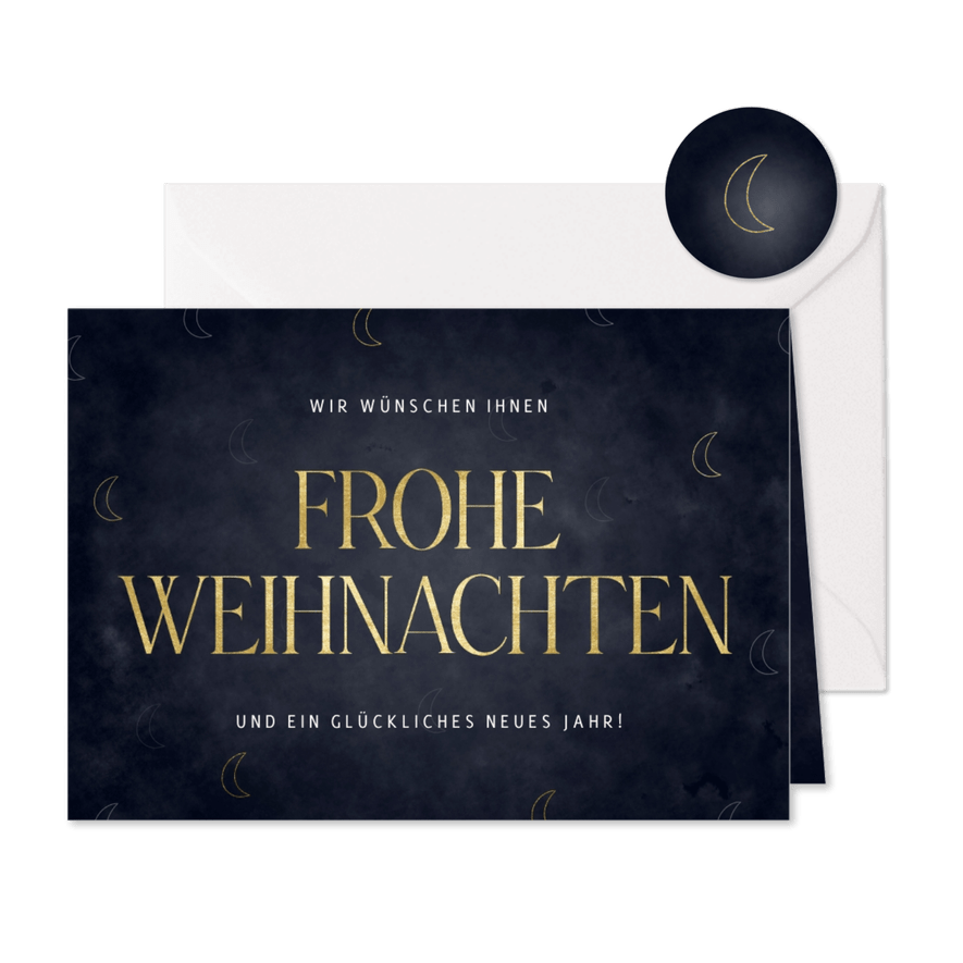 Weihnachtskarte Frohe Weihnachten Mond - Karteneindruck
