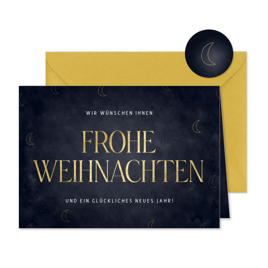 Weihnachtskarte Frohe Weihnachten Mond - Karteneindruck
