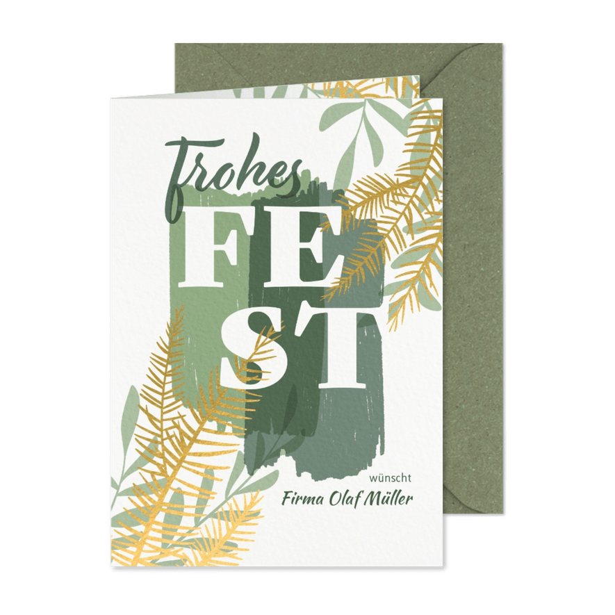 Weihnachtskarte 'Frohes Fest' botanisch - Karteneindruck
