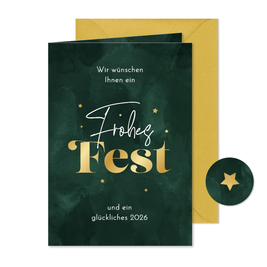 Weihnachtskarte 'Frohes Fest' gold SOS Kinderdörfer - Karteneindruck