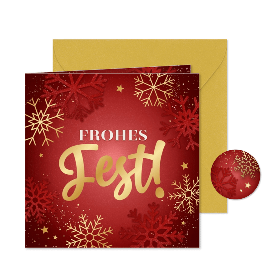 Weihnachtskarte 'Frohes Fest' Goldschrift - Kartenvorschau