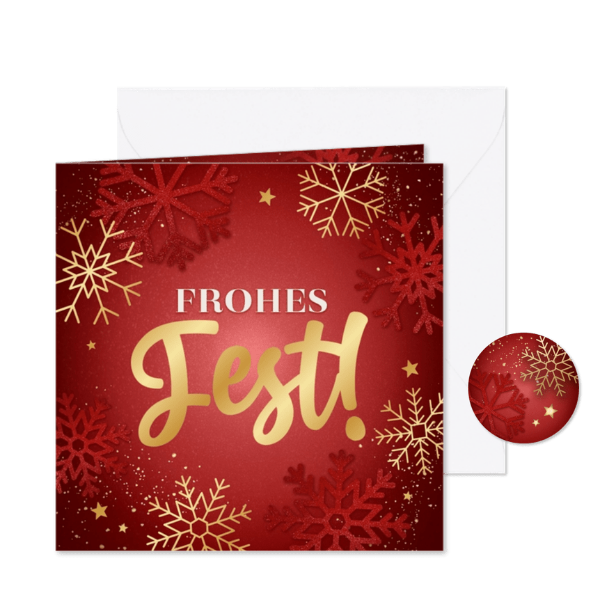 Weihnachtskarte 'Frohes Fest' Goldschrift - Karteneindruck