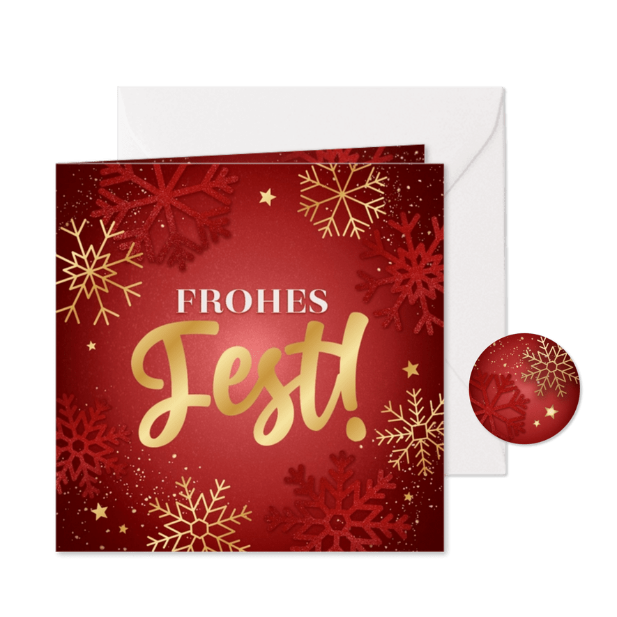 Weihnachtskarte 'Frohes Fest' Goldschrift - Karteneindruck
