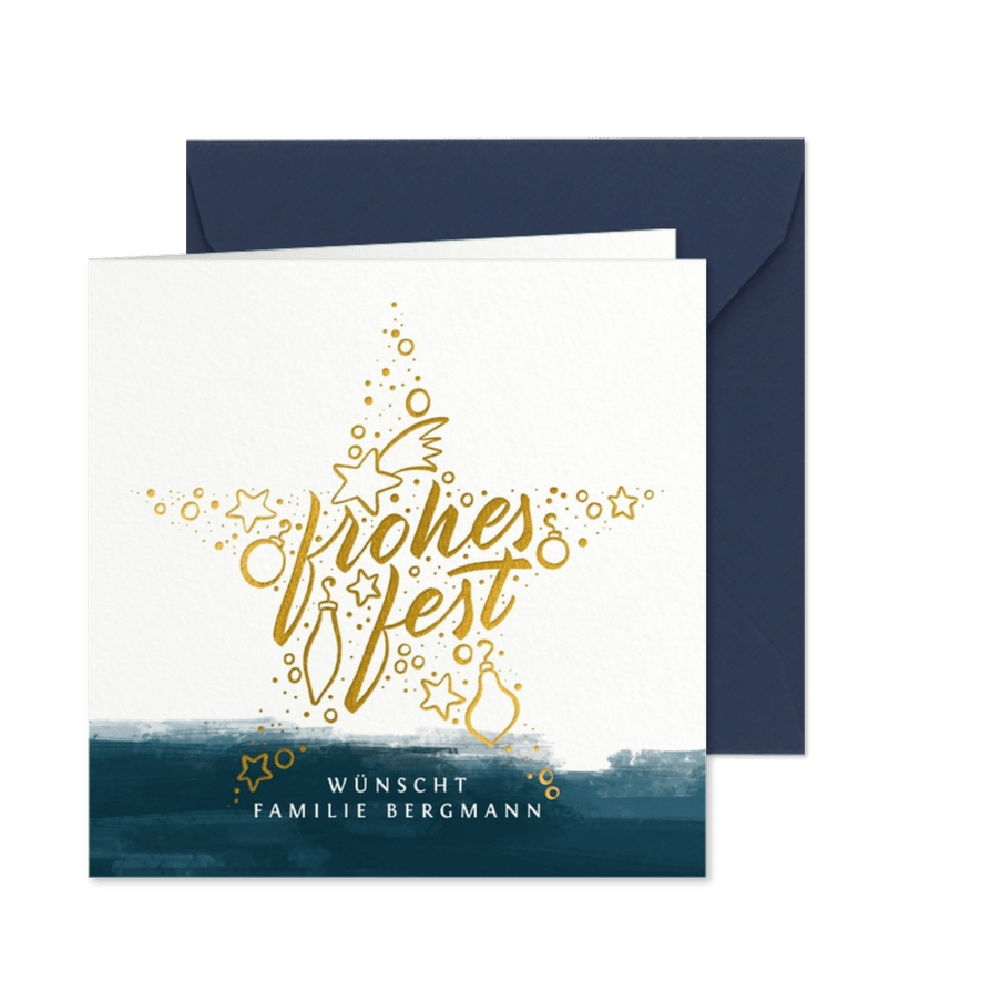 Weihnachtskarte "Frohes Fest" mit Stern - Karteneindruck