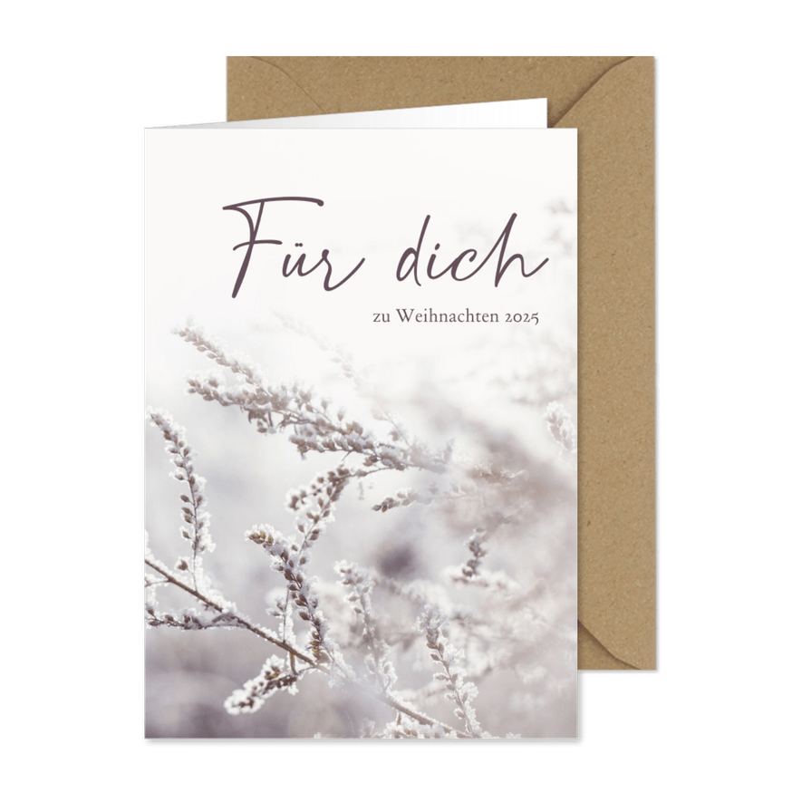 Weihnachtskarte 'Für dich' Gräser mit Raureif - Karteneindruck