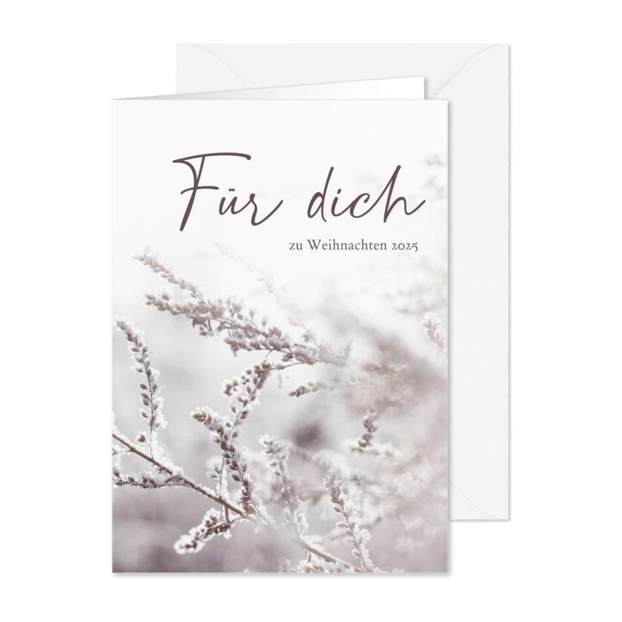 Weihnachtskarte 'Für dich' Gräser mit Raureif - Karteneindruck