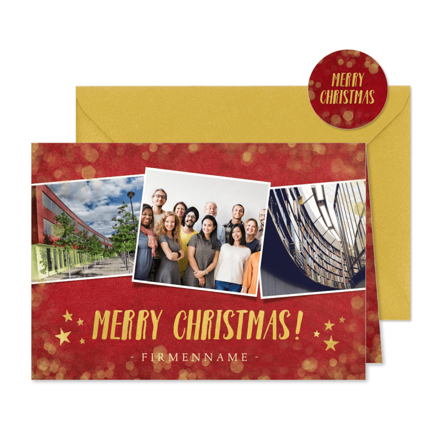 Weihnachtskarte für Firma Fotocollage Merry Christmas - Karteneindruck
