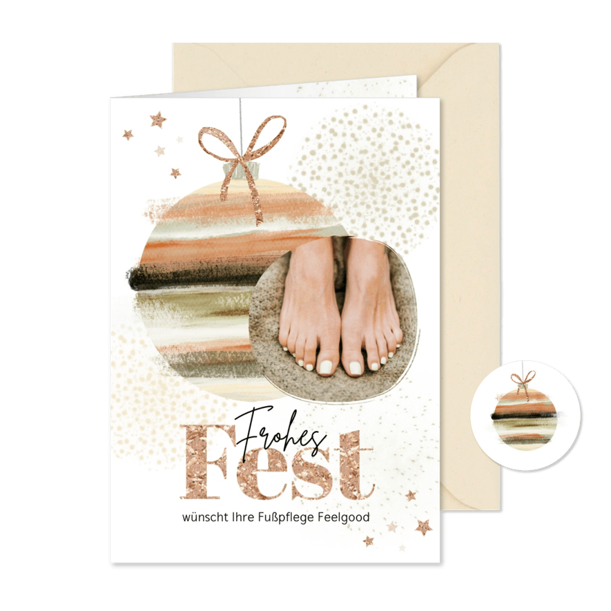 Weihnachtskarte für Fußpflege - Karteneindruck
