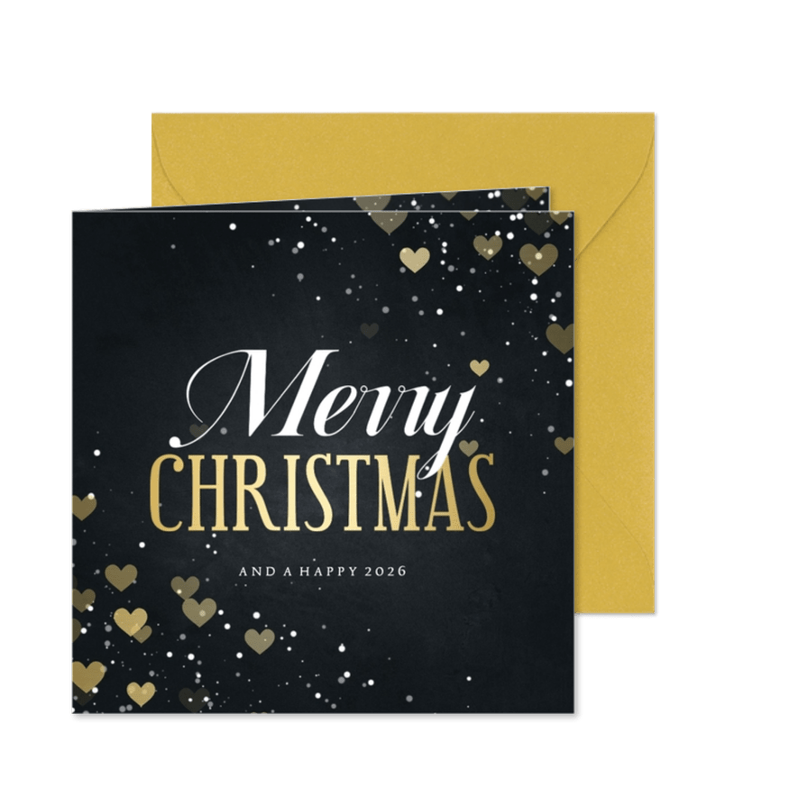 Weihnachtskarte für Mitarbeiter 'Merry Christmas' Herzen - Karteneindruck
