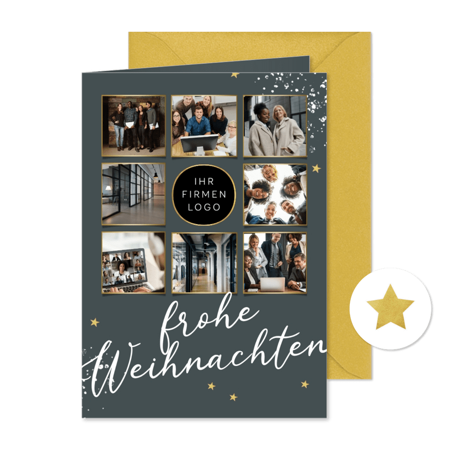 Weihnachtskarte für Personal mit Fotocollage - Karteneindruck