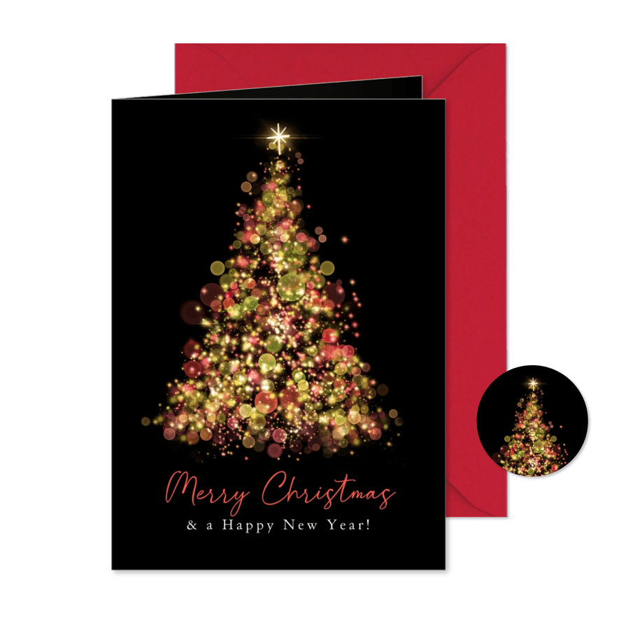 Weihnachtskarte funkelnder Lichterbaum - Karteneindruck