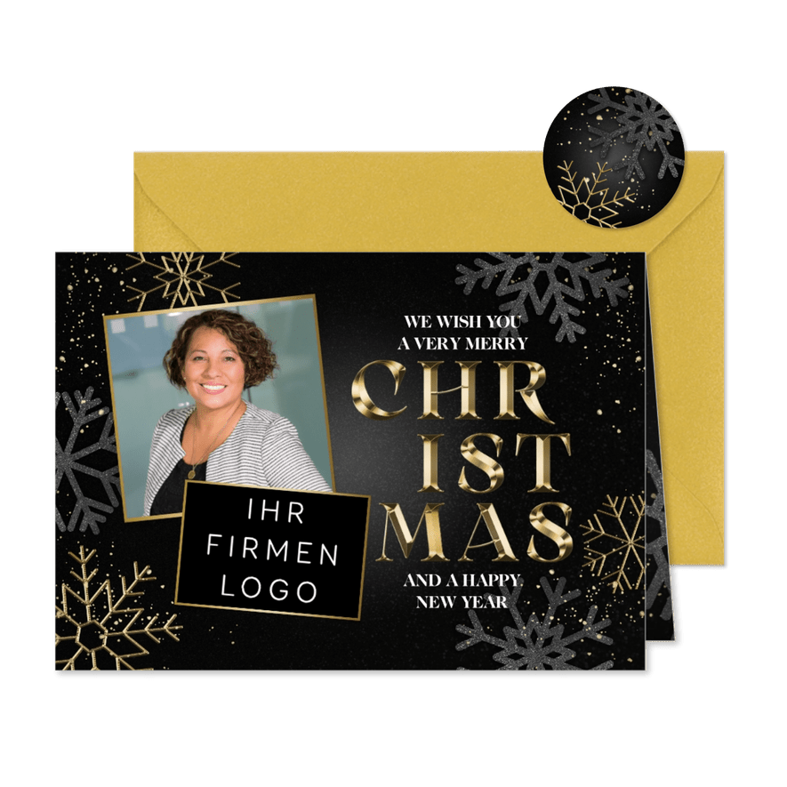 Weihnachtskarte geschäftlich englisch Foto & Logo - Kartenvorschau
