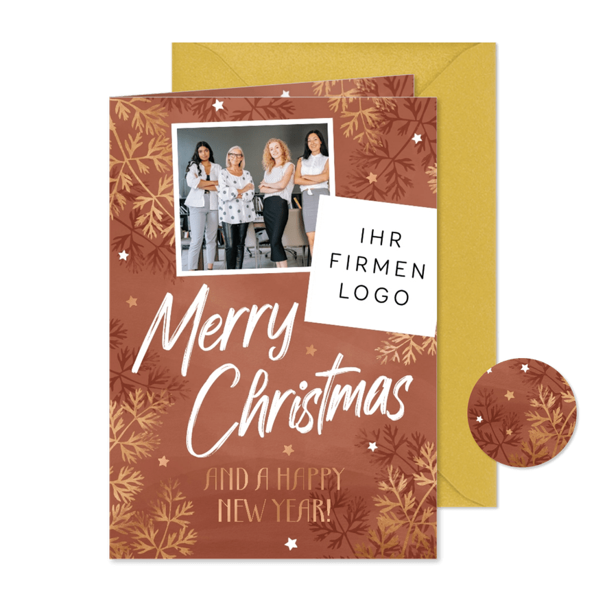 Weihnachtskarte geschäftlich Foto Kupfer - Karteneindruck