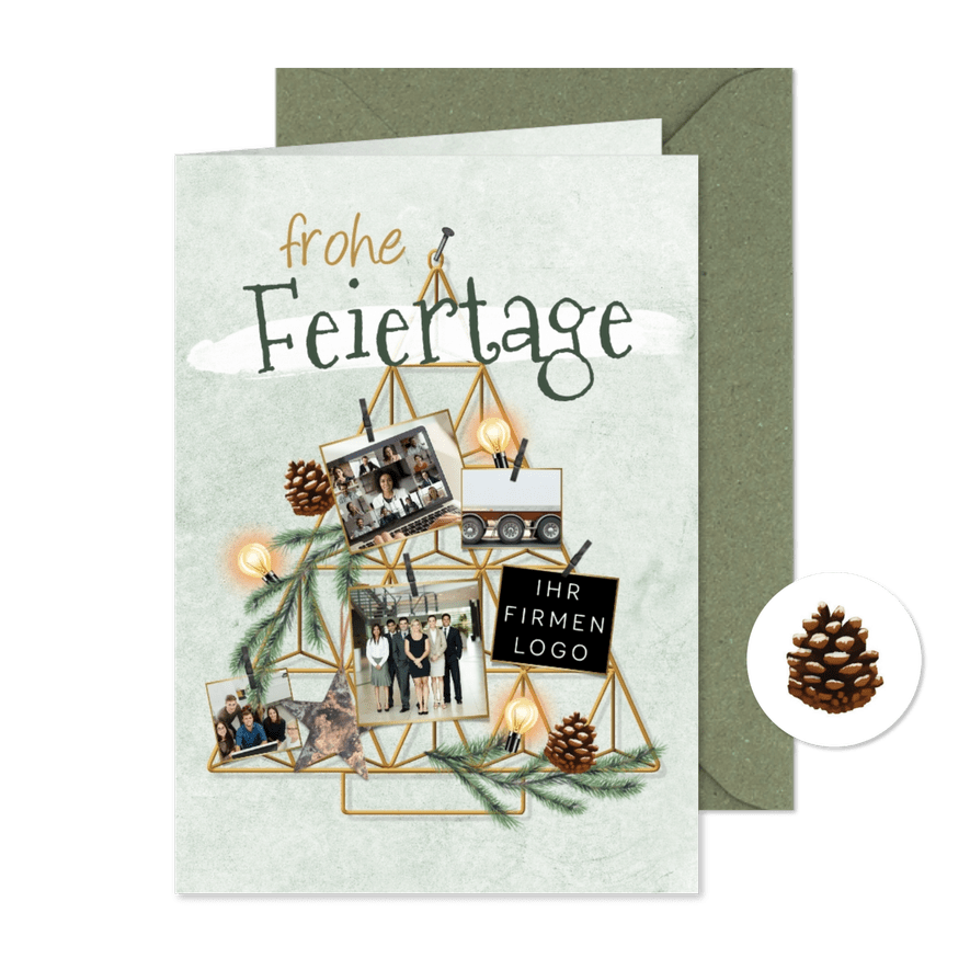 Weihnachtskarte geschäftlich Fotos an Weihnachtsbaum - Karteneindruck