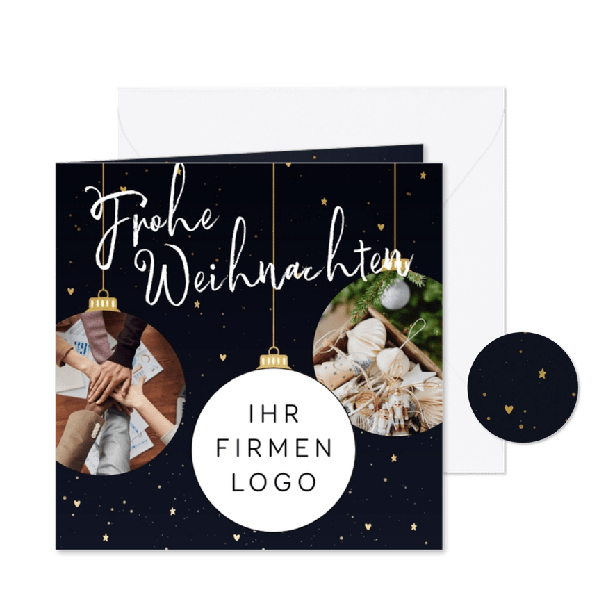 Weihnachtskarte geschäftlich Fotos in Weihnachtskugeln - Karteneindruck