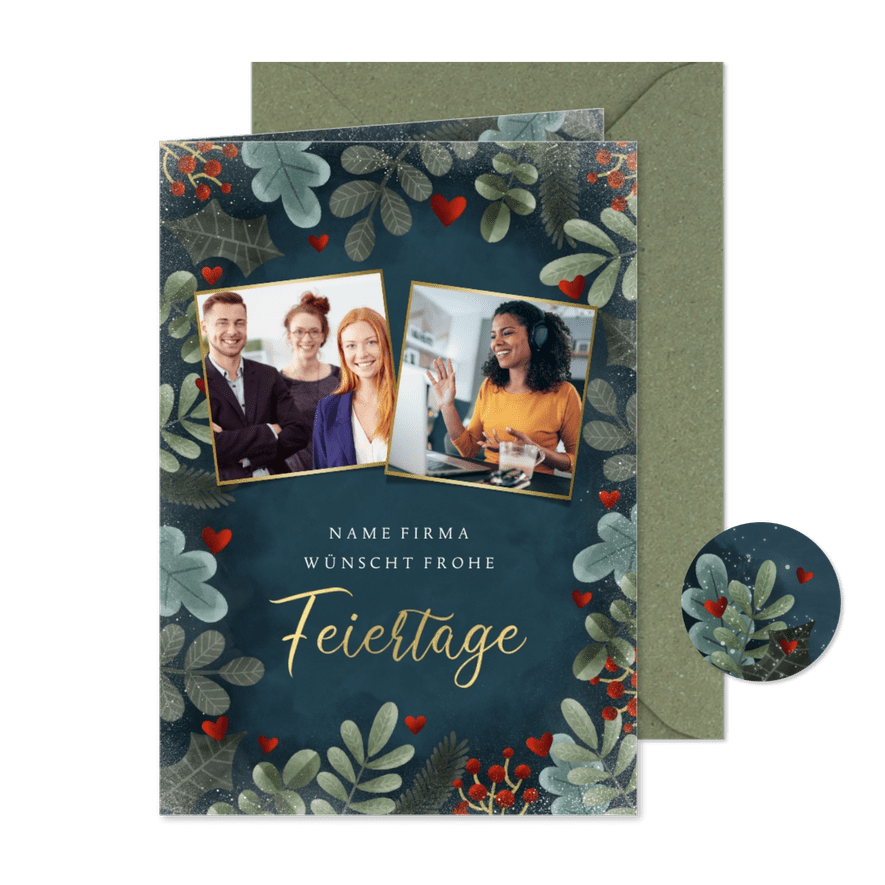 Weihnachtskarte geschäftlich Frohe Feiertage - Karteneindruck