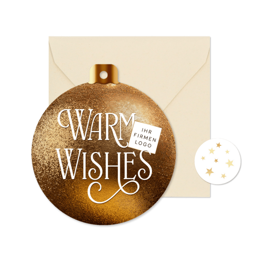 Weihnachtskarte geschäftlich goldene Weihnachskugel Logo - Karteneindruck
