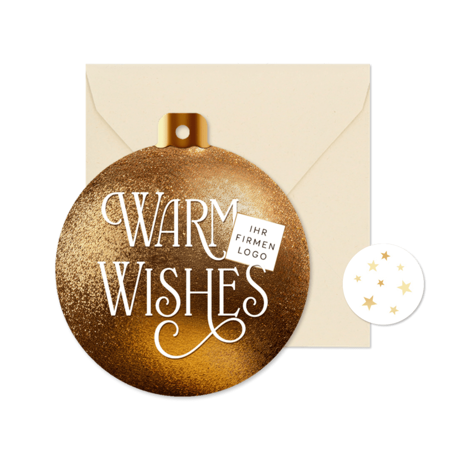 Weihnachtskarte geschäftlich goldene Weihnachskugel Logo - Kartenvorschau