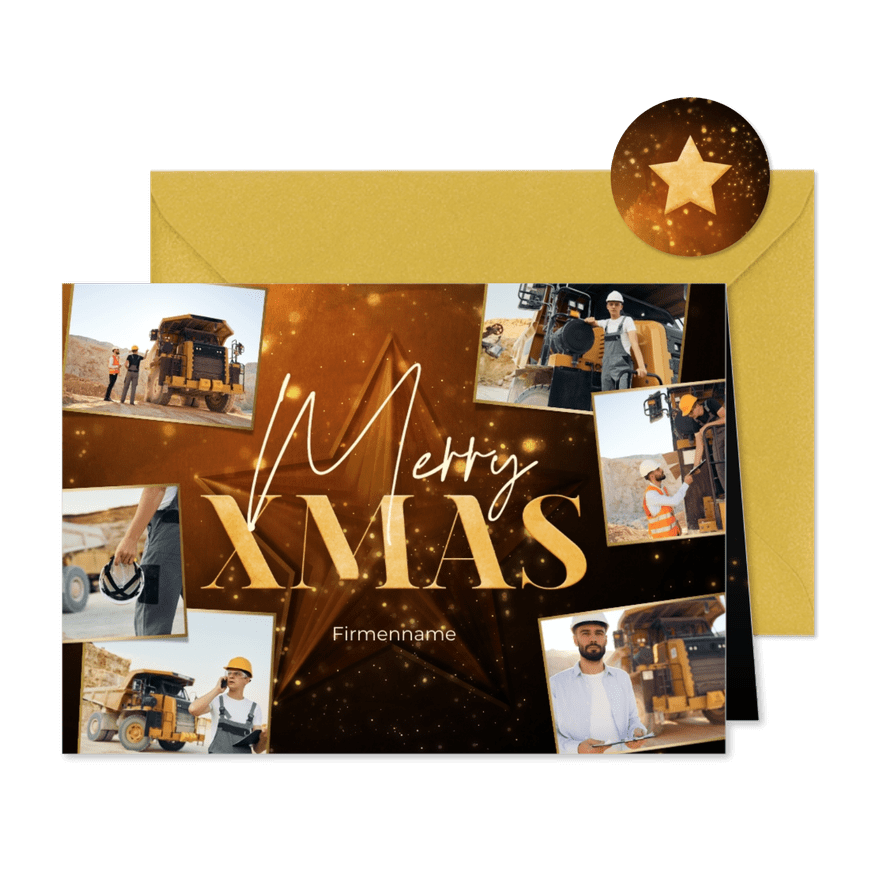 Weihnachtskarte geschäftlich großer Stern - Karteneindruck
