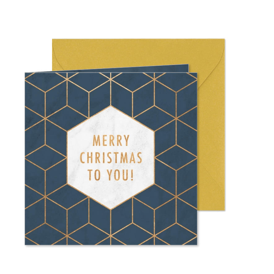 Weihnachtskarte geschäftlich Hexagon Goldlook - Kartenvorschau