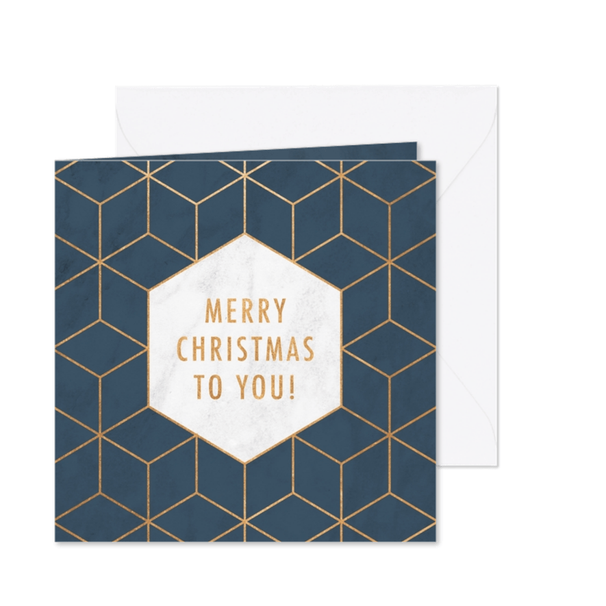 Weihnachtskarte geschäftlich Hexagon Goldlook - Karteneindruck