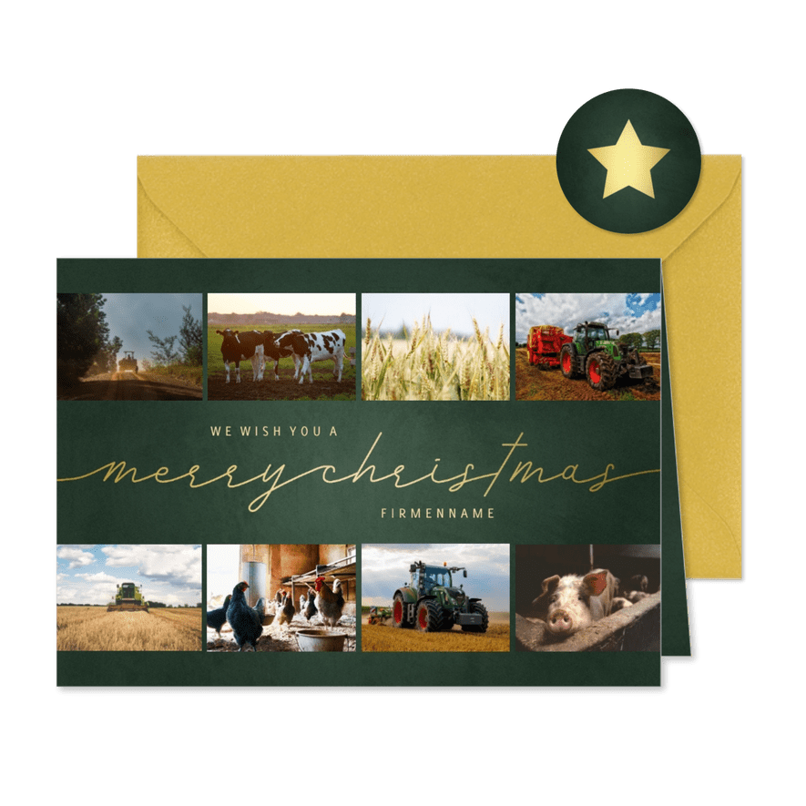 Weihnachtskarte geschäftlich Merry Christmas & 8 Fotos - Karteneindruck
