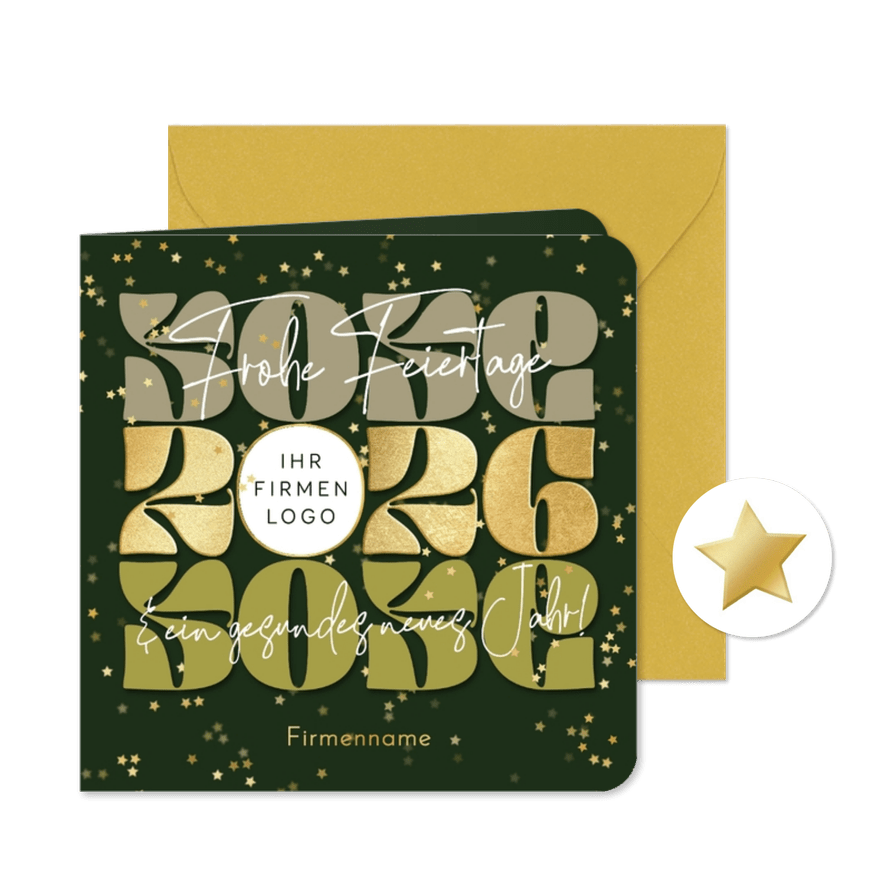 Weihnachtskarte geschäftlich mit Logo 2026 - Karteneindruck