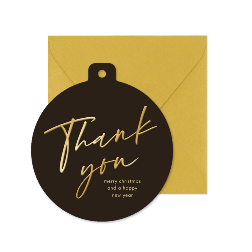 Weihnachtskarte geschäftlich rund 'Thank you' Goldlook - Kartenvorschau
