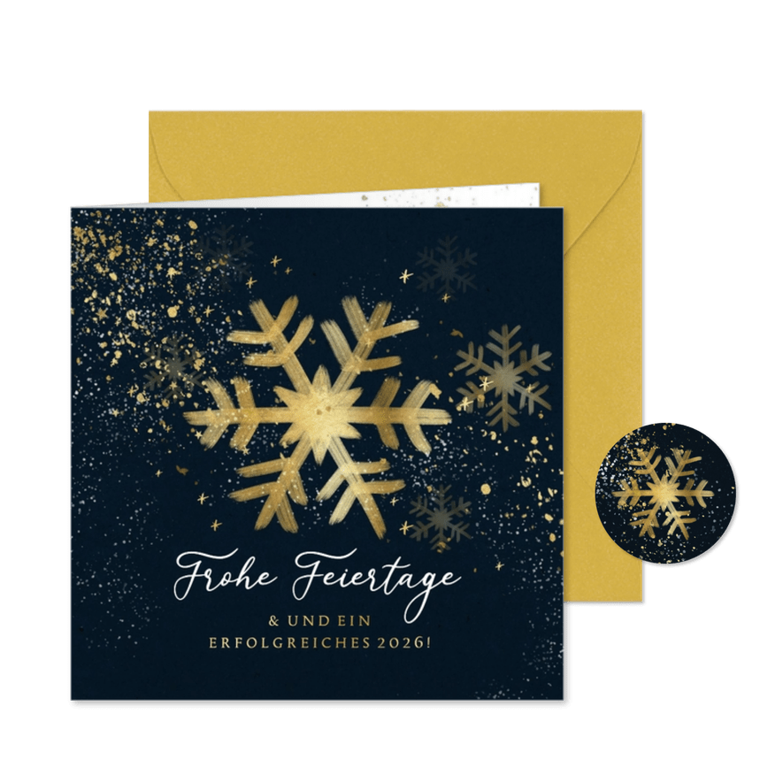 Weihnachtskarte geschäftlich Schneeflocke Gold - Karteneindruck
