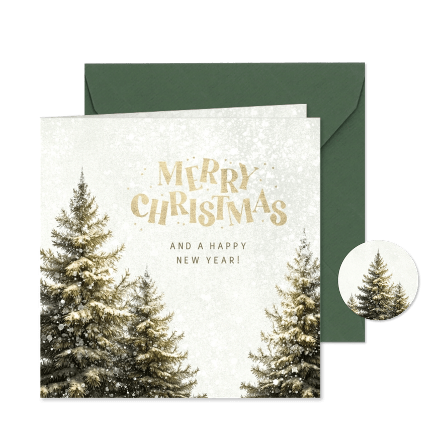Weihnachtskarte geschäftlich Tannen 'Merry Christmas' - Karteneindruck
