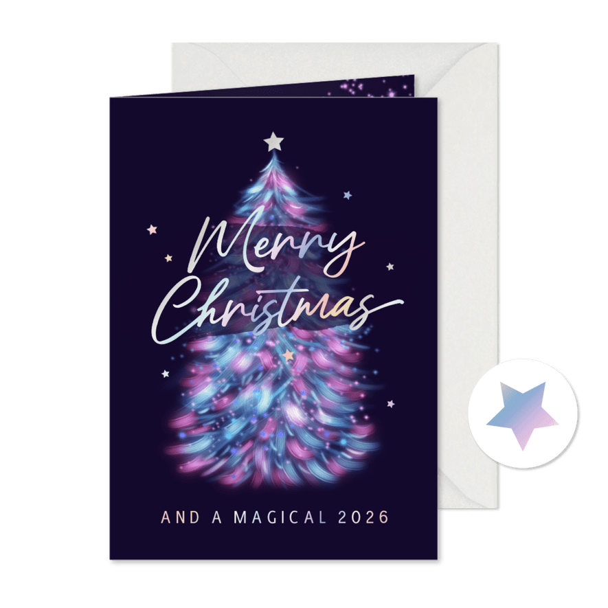 Weihnachtskarte geschäftlich Tannenbaum Foliendruck - Karteneindruck