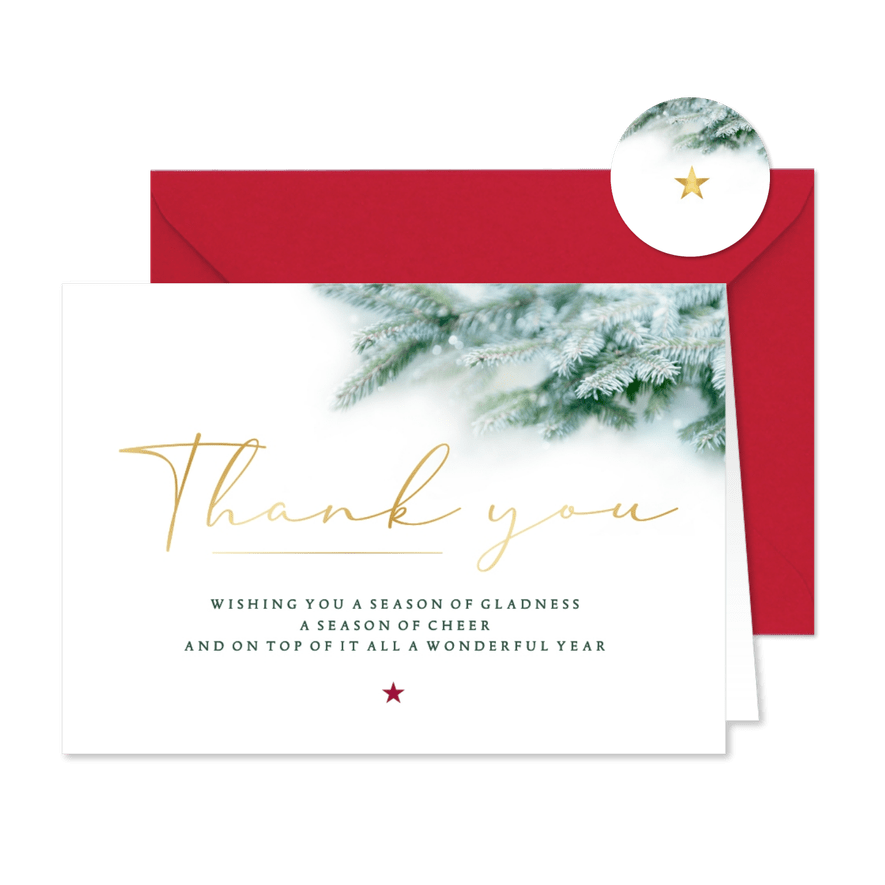 Weihnachtskarte geschäftlich 'Thank you' Tannenzweige - Karteneindruck
