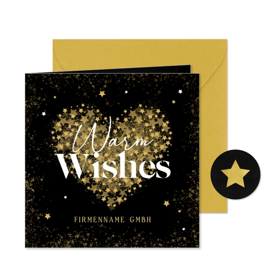 Weihnachtskarte Geschäftskunden Herz 'Warm Wishes' - Kartenvorschau