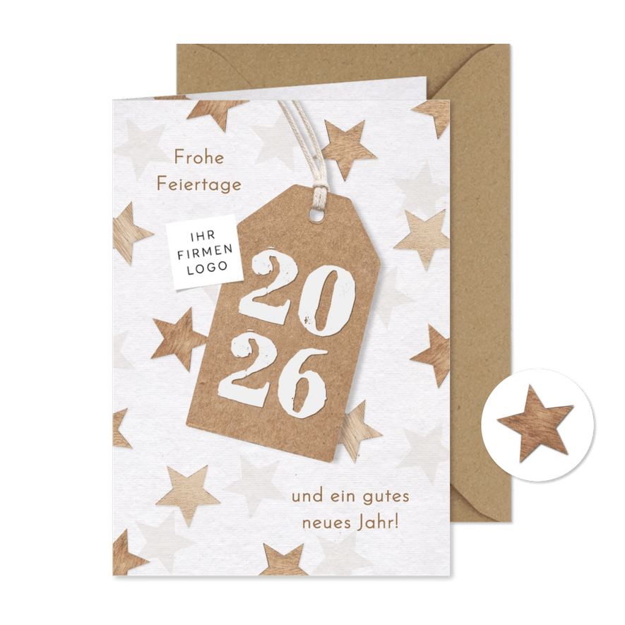 Weihnachtskarte Geschäftslogo Etikett und Sternen - Karteneindruck
