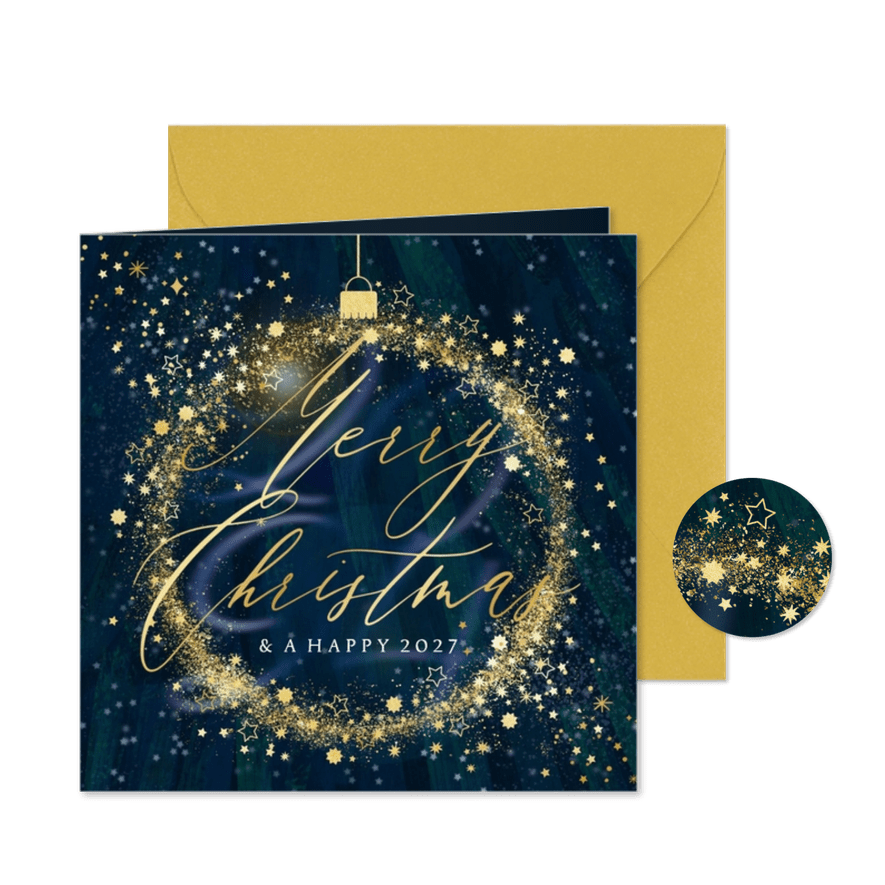 Weihnachtskarte Geschäftspartner Weihnachtskugel mit Gold - Kartenvorschau