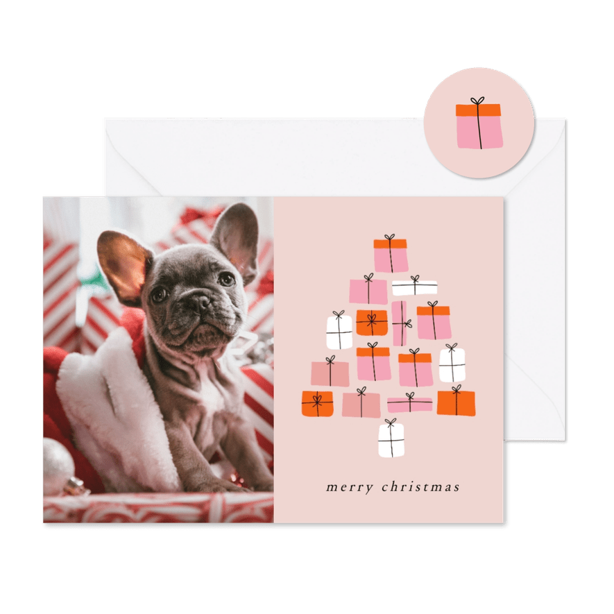 Weihnachtskarte Geschenkebaum & eigenes Foto - Karteneindruck