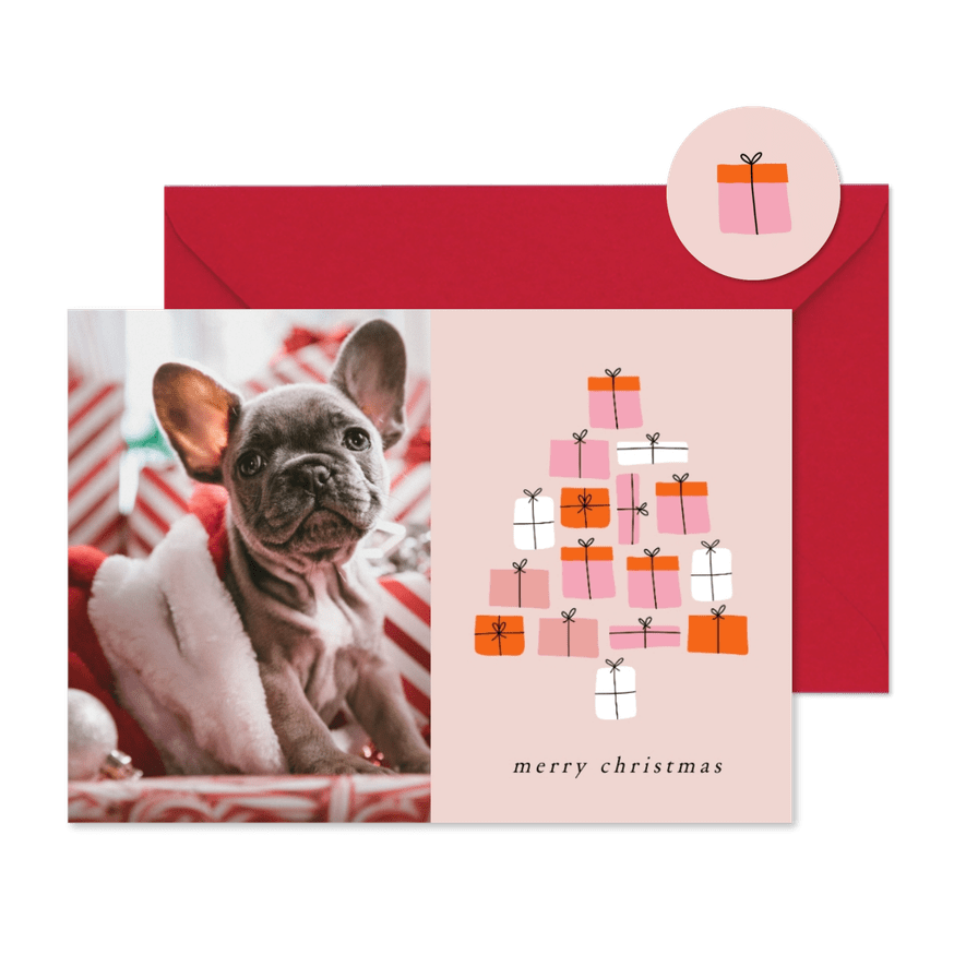 Weihnachtskarte Geschenkebaum & eigenes Foto - Karteneindruck