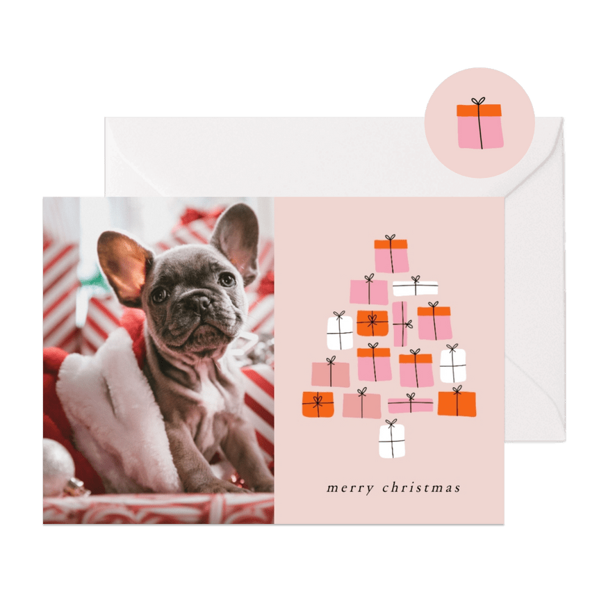 Weihnachtskarte Geschenkebaum & eigenes Foto - Karteneindruck
