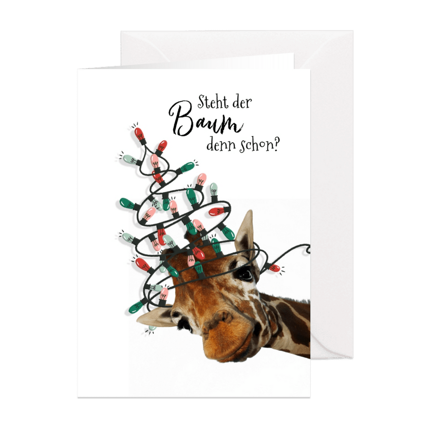 Weihnachtskarte Giraffe mit Lichterkette - Karteneindruck
