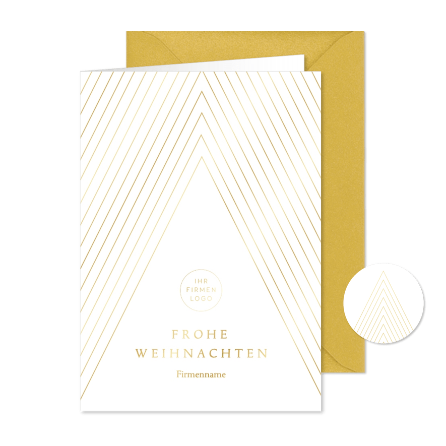Weihnachtskarte Goldlinien Weihnachtsbaum Logo - Kartenvorschau