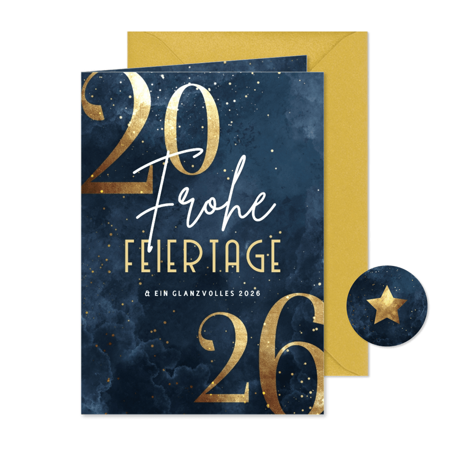 Weihnachtskarte große Jahreszahl Gold - Karteneindruck
