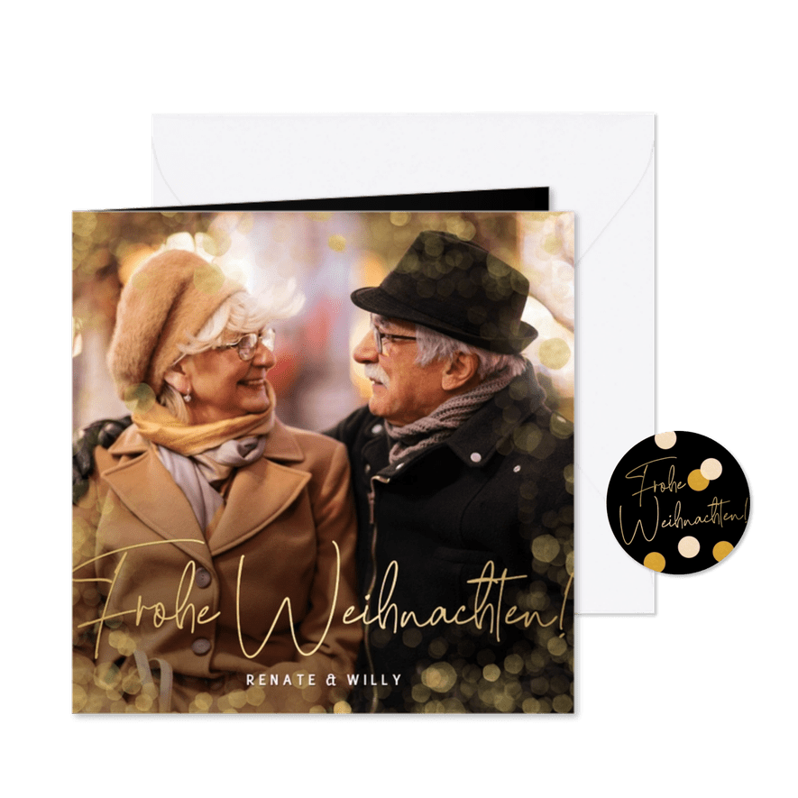 Weihnachtskarte großes Foto 'Frohe Weihnachten' - Karteneindruck