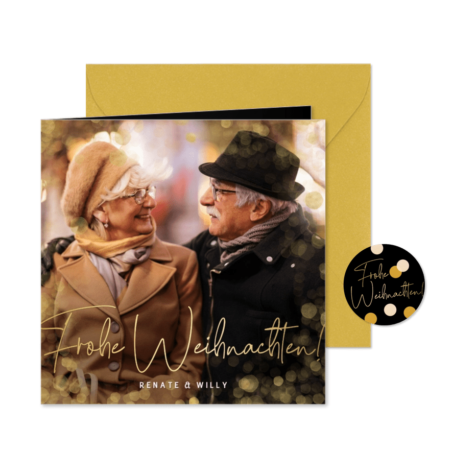 Weihnachtskarte großes Foto 'Frohe Weihnachten' - Karteneindruck