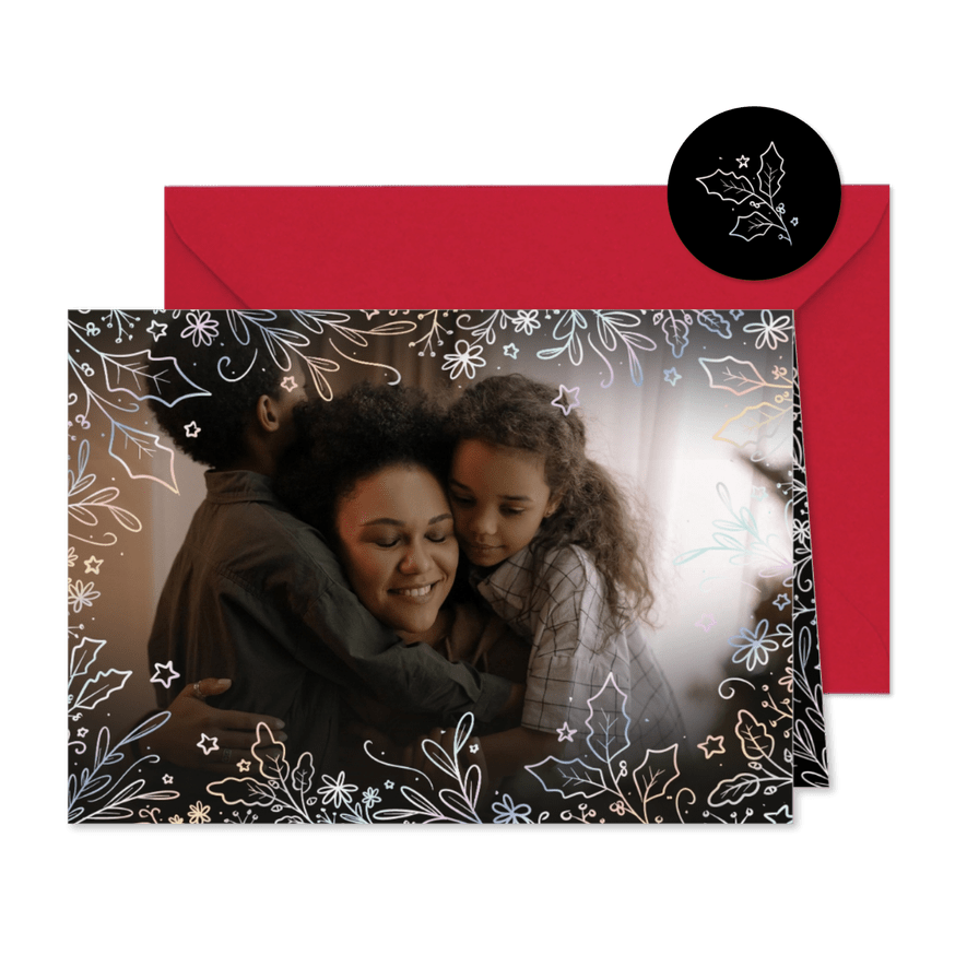 Weihnachtskarte großes Foto Rahmen holografisch - Karteneindruck