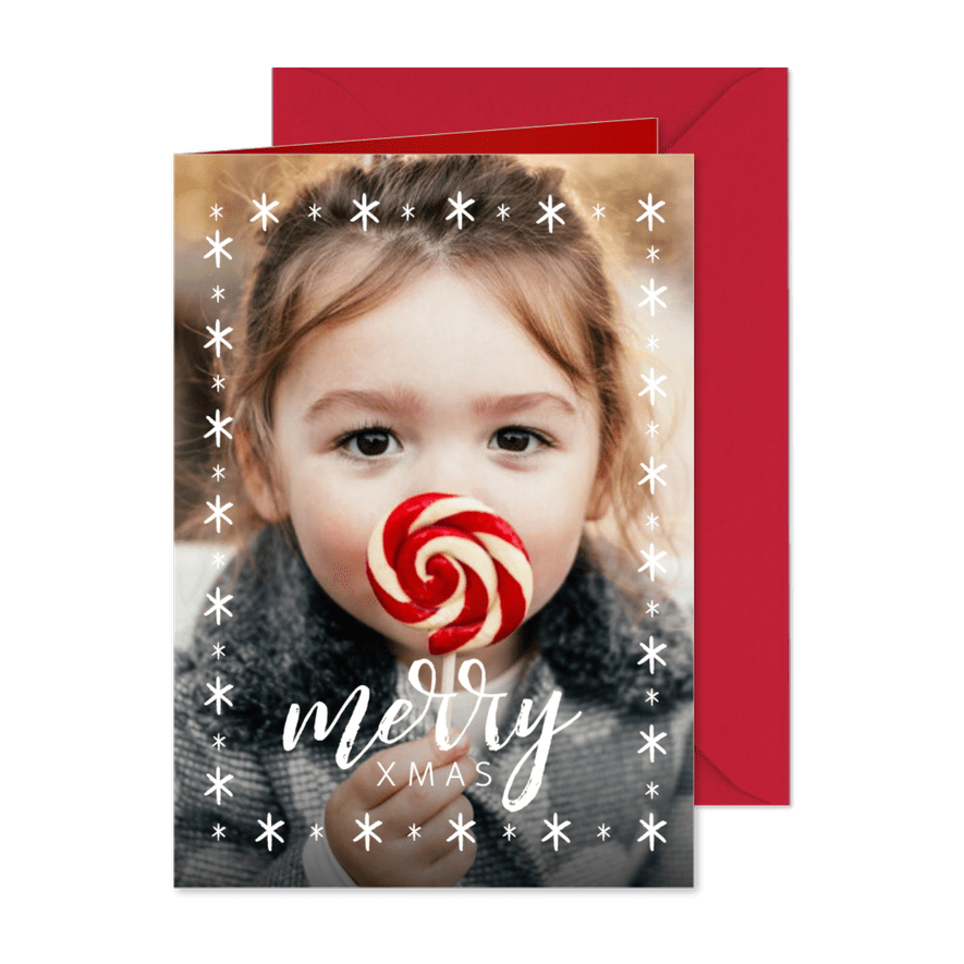 Weihnachtskarte großes Foto und merry XMAS - Karteneindruck
