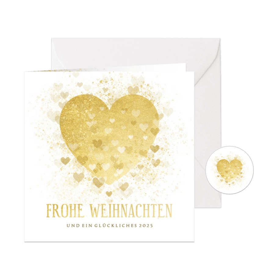 Weihnachtskarte großes Herz kleine Herzen - Karteneindruck
