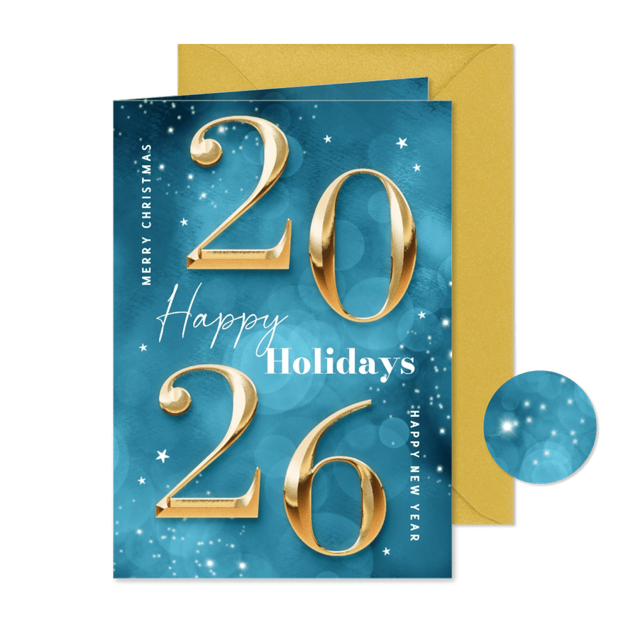 Weihnachtskarte Grüße geschäftlich goldene 2026 englisch - Karteneindruck