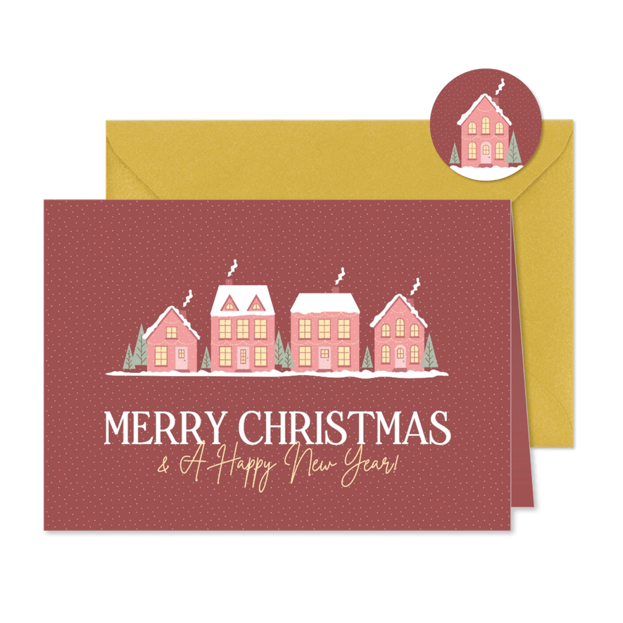 Weihnachtskarte Häuschen im Schnee 'Merry Christmas' - Karteneindruck