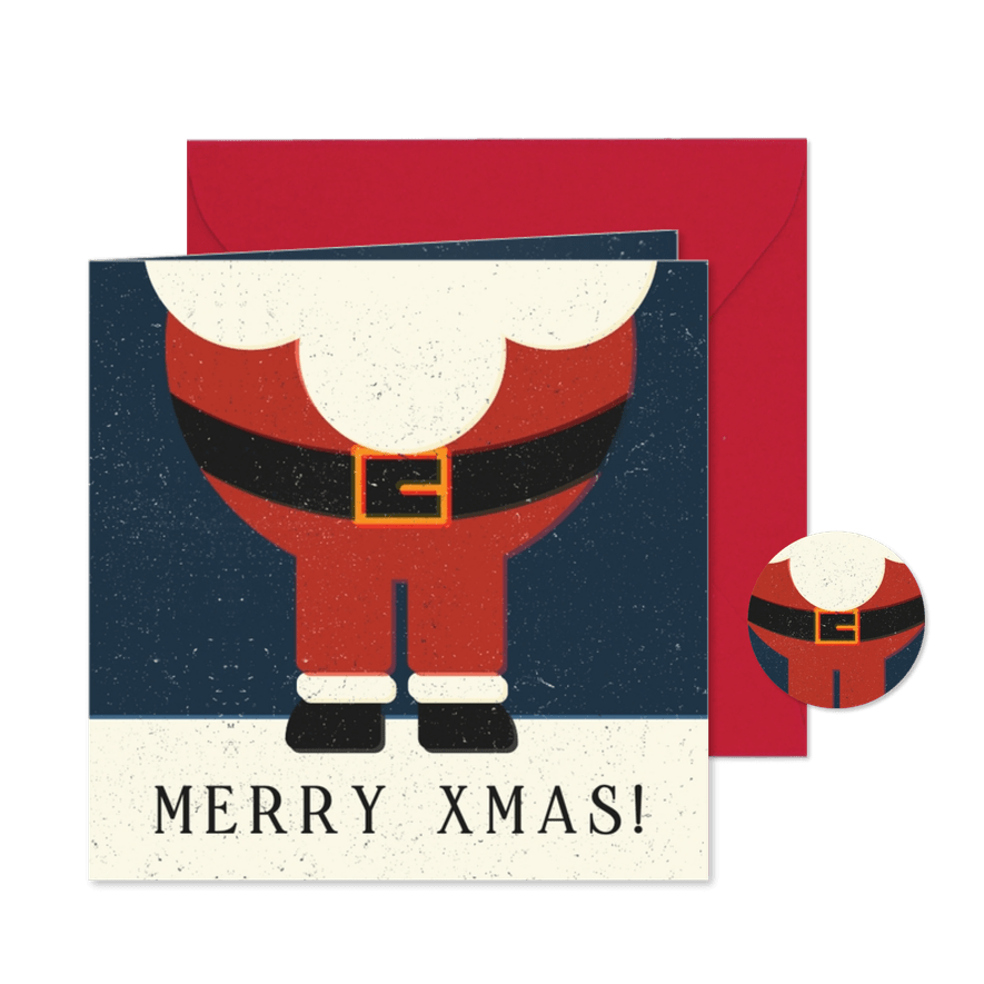 Weihnachtskarte halber Weihnachtsmann - Karteneindruck